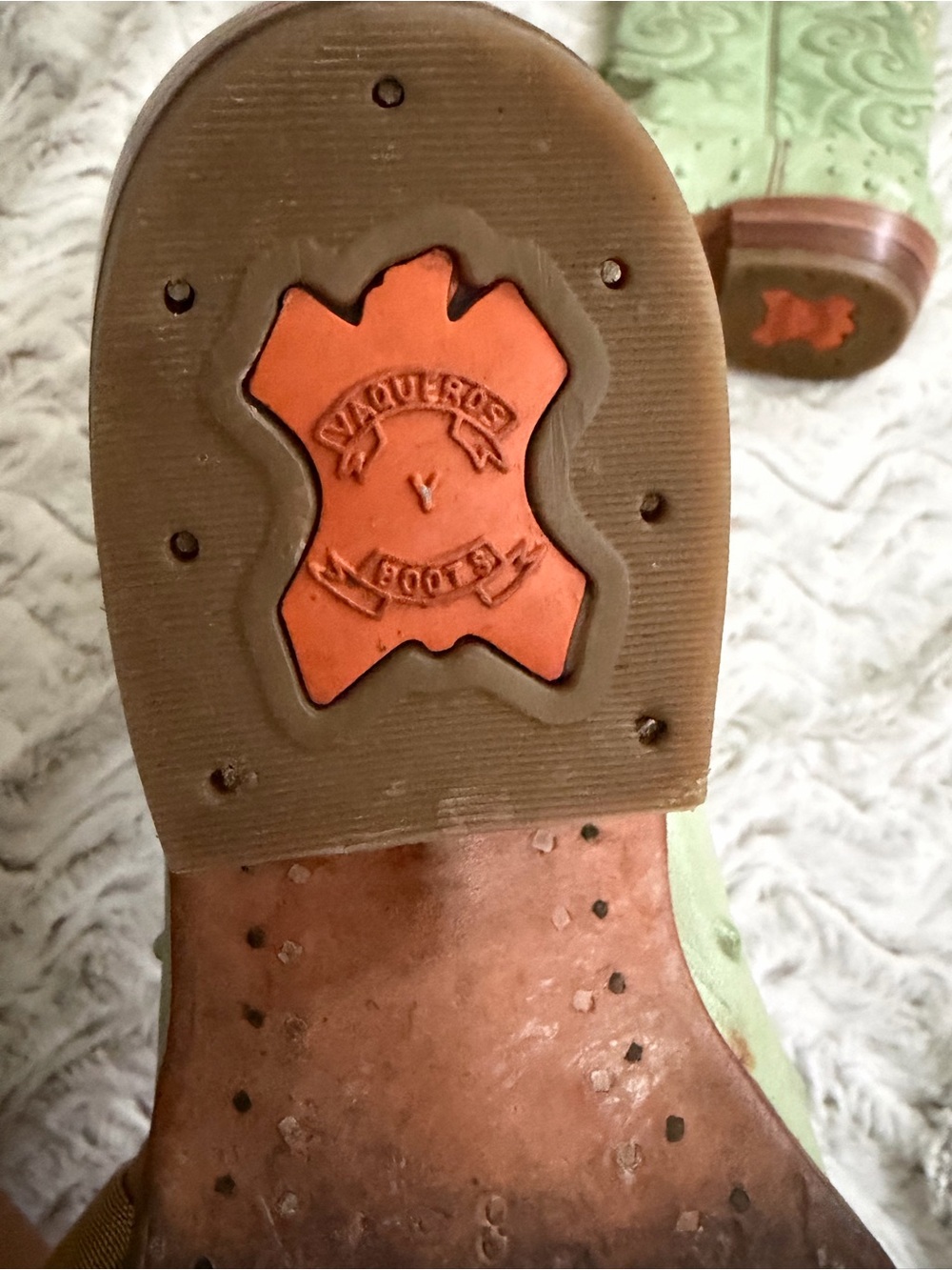 Armenta Pistachio Green Embossed Ostrich-Texture Western Boots - Picture 7 of 8